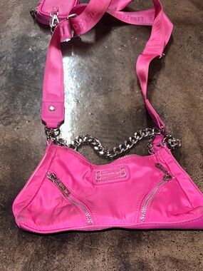 Steve Madden Hot Pink Crossbody Bag with Silver Hardware